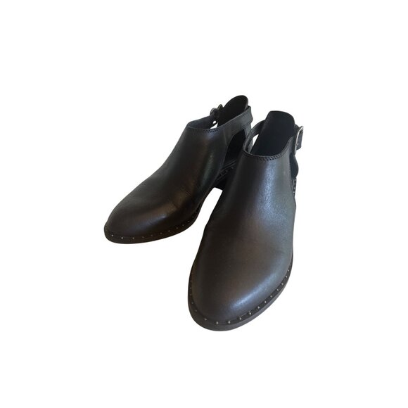 Lucky Brand Black Leather Ankle Boots Stud Detailing Size 7.5 Western Biker - Picture 1 of 8